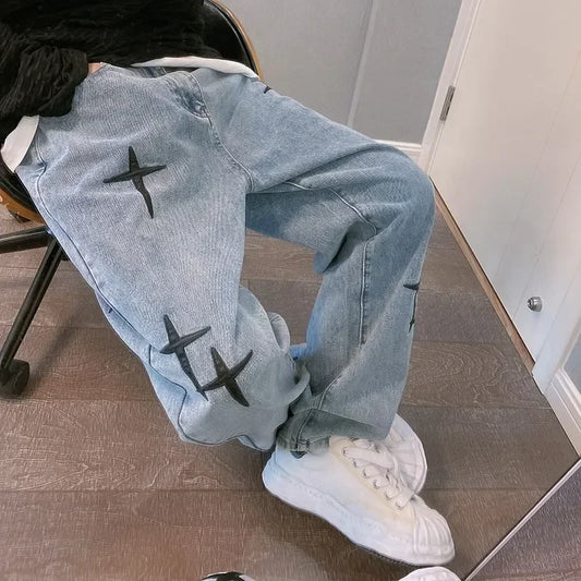 Jeans Men Wide Leg Cargo Pants Streetwear Baggy Men Korean Fashion Loose