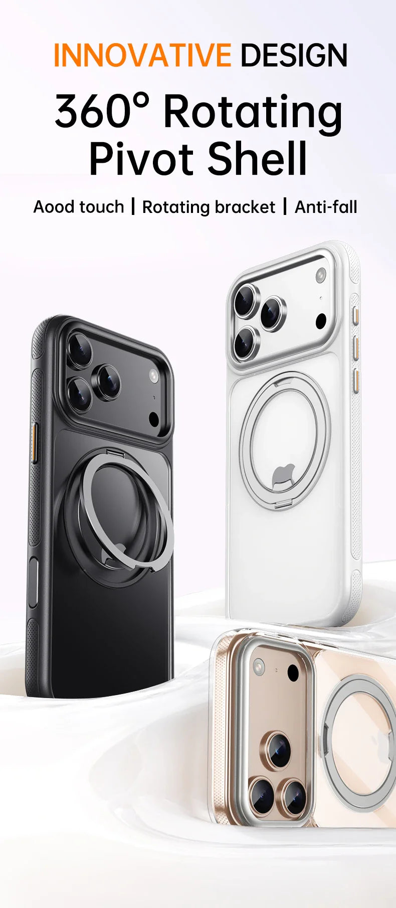 Magnetic 360 Degrees Rotating Ring Holder Case For iPhone 17 Pro Max / 17 Air