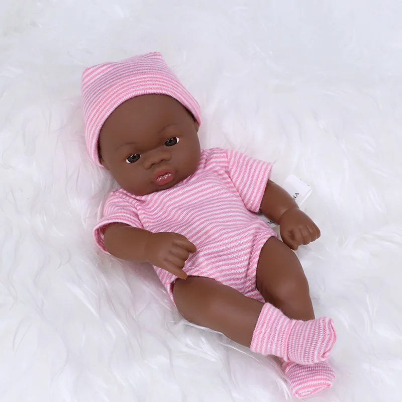 Black Reborn Dolls African Reborn Baby Doll 20cm Dolls Baby Reborn Baby Doll Toys Soft Touch High Quality Doll for Children Toys