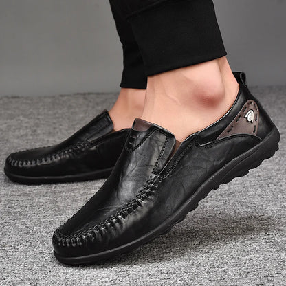 Leather Men Casual Shoes 2022 Summer Breathable Slip on Formal Loafers Men Moccasins Italian Black Driving Shoes Plus Size 38-47