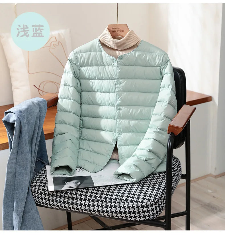 Autumn Winter Warm Women White Duck Down Slim Jackets Female