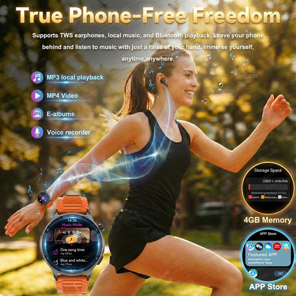 NEW GPS Offline Maps Smart Watch 1.43" AMOLED Military Sports Smartwatch 4GB Memory Video Player 30m Swim Waterproof Bracelet