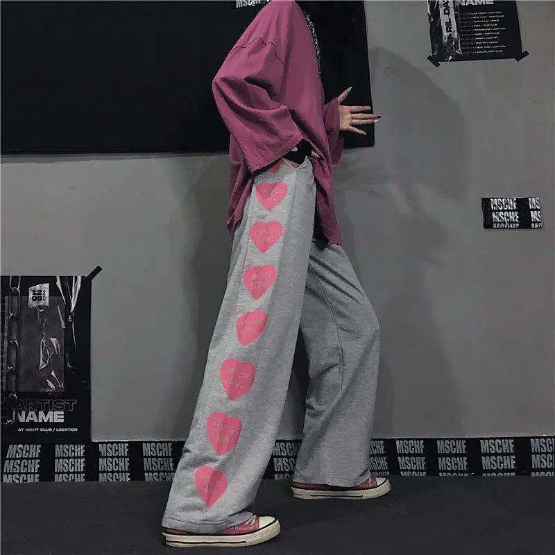 Y2k Oversize Graphic Wide Sweatpants Men Streetwear Print Casual Track Pants
