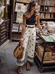 Vintage Women Loose Boho Linen Pants Summer Fashion Ladies Vocation Soft