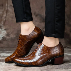Men's Heel shoes Formal Leather Brown Men Loafers Dress Shoes Fashion Mens