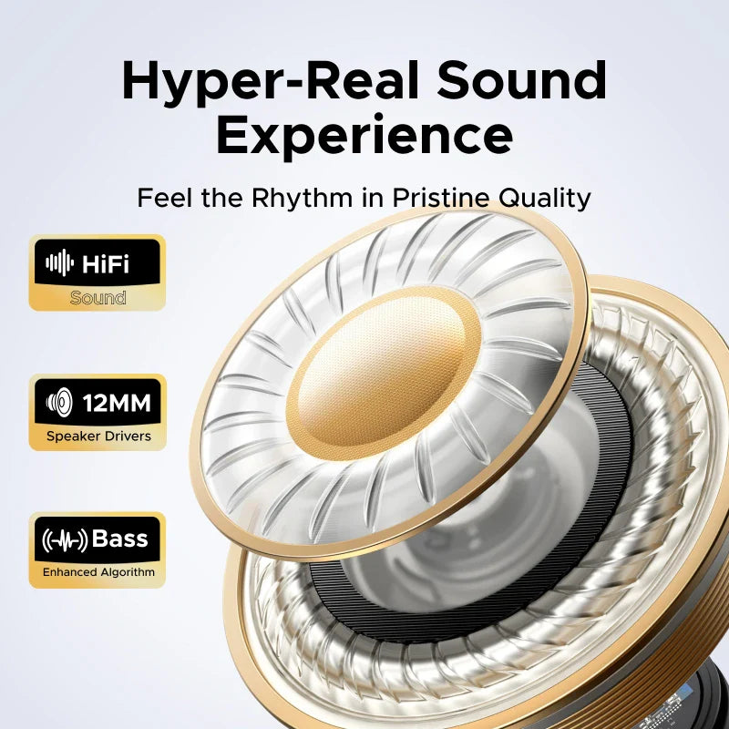 UGREEN ClipBuds Open-Ear Wireless Headphones Bluetooth 6.0 with 4 Mic Clear Call, Earbuds Clip on Earphones 30H Playtime