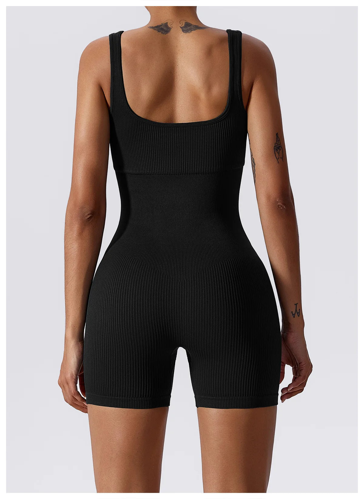 Women's Yoga Rompers One Piece Tummy Control Seamless Ribbed Jumpsuit Padded