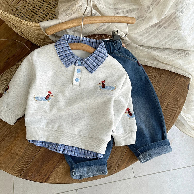 New Children Spring Autumn Fashion Boys Clothes Suit Long Sleeved Cotton Shirt Jeans 2Pc/Sets Toddler Kids Casual Baby Outfits