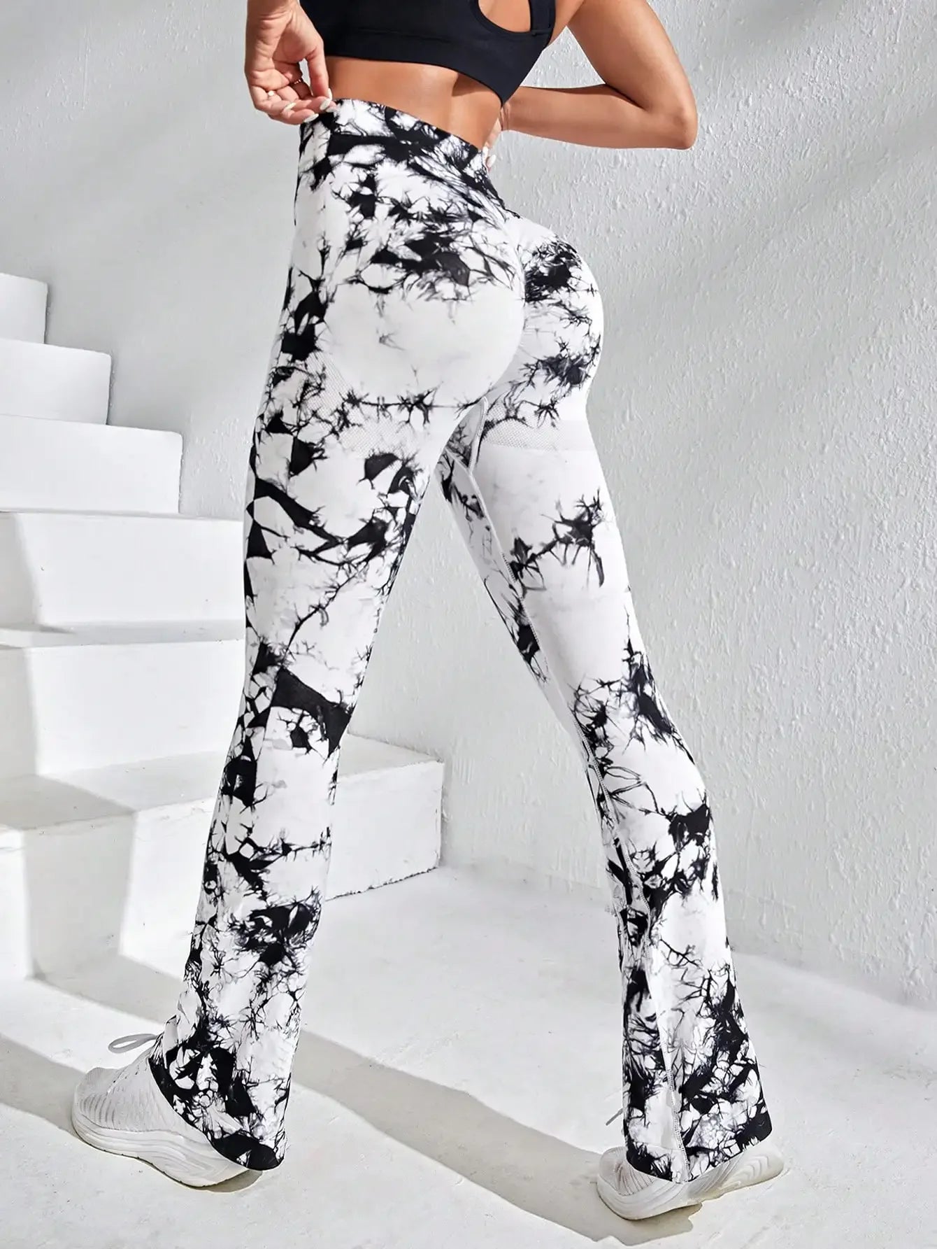 Women's Seamless Tie Dye Flared Leggings High Waisted Tummy Control Workout