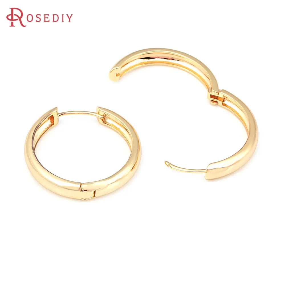 6PCS 14MM 16MM 18MM 23MM 25MM 30MM 18K Gold Color Brass Round Circle Loop Earrings Hoops Jewelry Making Supplies Accessories