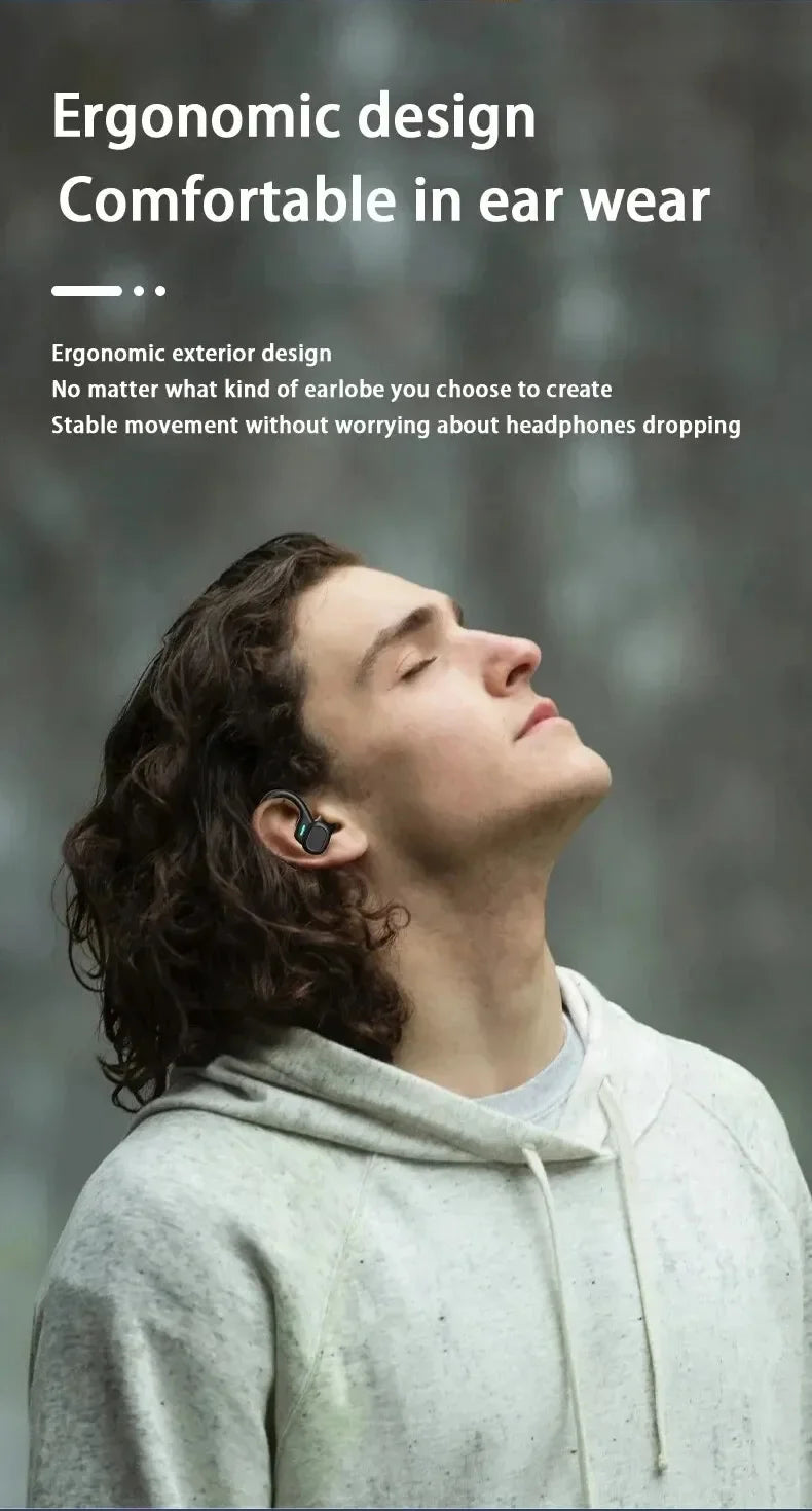 HOMEFISH SP16 Ear Hanging Sports Running Bluetooth Earphones with Long Battery Life Digital Display Noise Reduction  Earphones