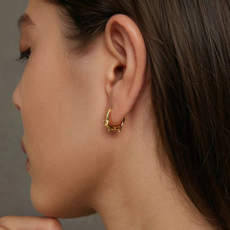 WOSTU Snake Dog Cat Ear Buckles Women 925 Sterling Silver Dachshund Hoop Earrings Girl Party Birthday Gift Minimalism Jewelry