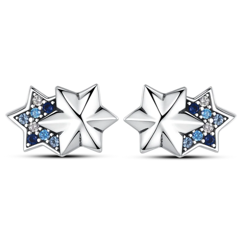 925 Silver Charms Plata De Ley 925 Jewelry Women Fashion Cute Tiny Clear Crystal CZ Stud Earrings Star Starfish Dolphin Earrings