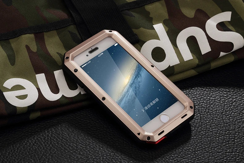 Heavy Duty Protection Armor Metal Phone Case for iPhone 17 16 15 14 13 12 11 Pro XS MAX SE XR X 6 7 Aluminum Shockproof Cover