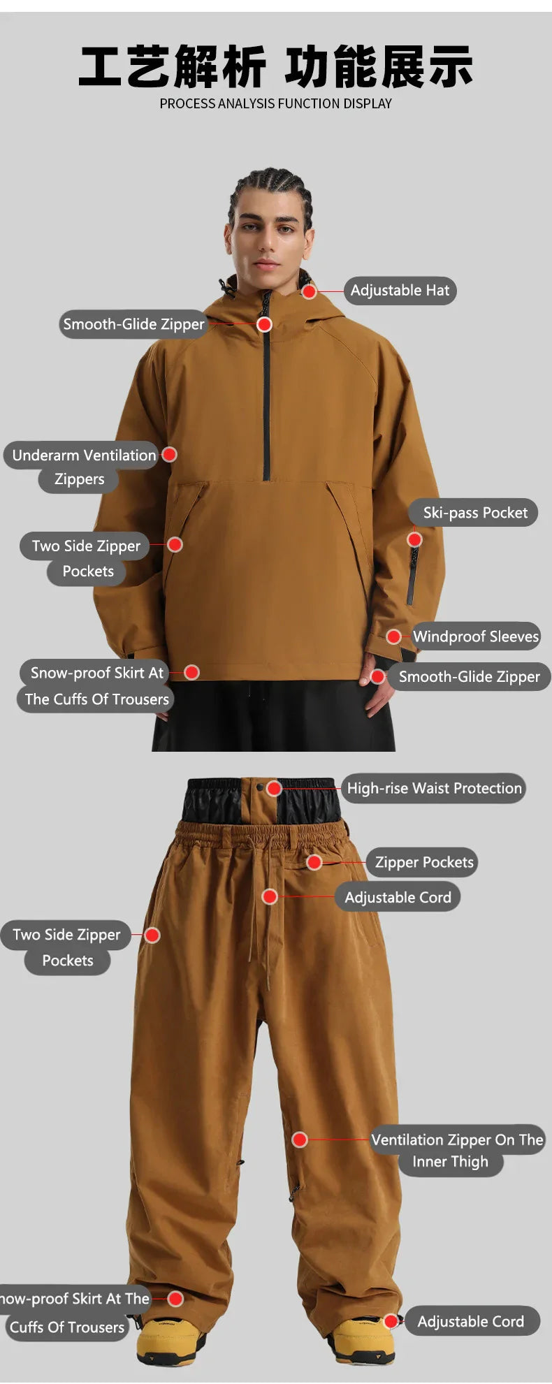 Gsou Snow 2025 Women's & Men's Slim Fit Ski Suit Set - Thermal Insulated Waterproof Snowboard Jacket & Pants for Outdoor Sports