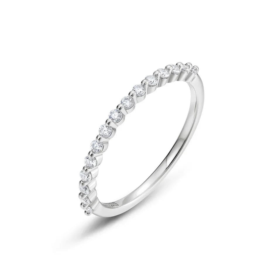 ALLNOEL 2mm Full Moissanite Ring for Women D Color VVS1 Female Single Tail Ring 925 Silver Ring Wedding Eternity Band With GRA