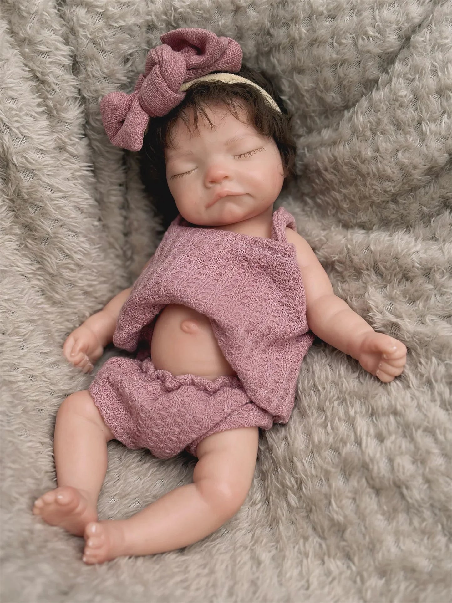 Can Open Mouth 26cm Waterproof Solid Silicone Bebe Reborn Girl With Rooted Hair Soft Touch Lifelike Realistic Newborn Girl Doll