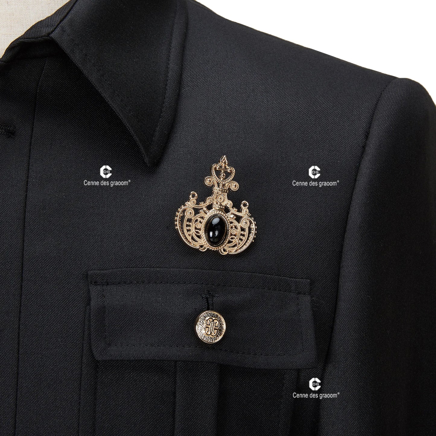 Tuxedo for Mens: Safari Men Suits Gold Button Square Collar Tailor-Made Formal