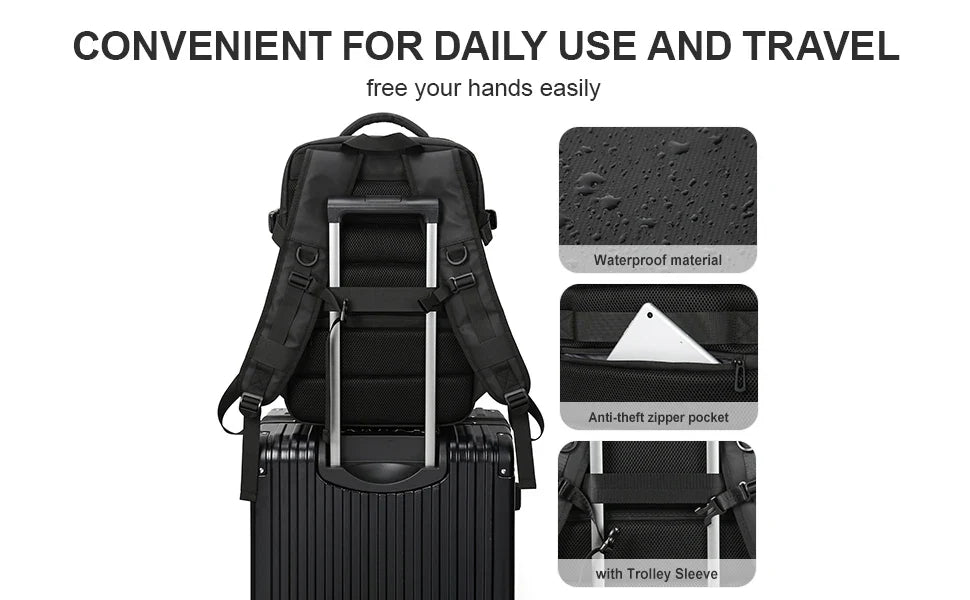 Likros Men Backpack Business Travel Backpack Carry on Waterproof Expandable Backpacks Large Capacity Weekend Traveler Laptop Bag