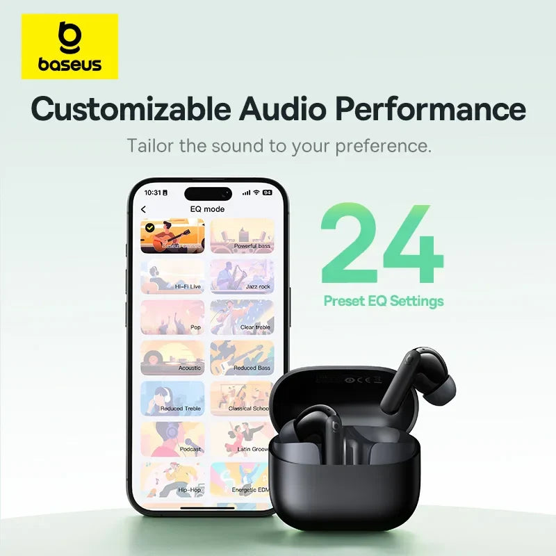 Baseus Bass EP10/BP1 NC -43dB Noise Cancelling ANC True Wireless Earbuds Bluetooth 6.0 In-Ear Wireless Earphones 4-Mics Ear buds
