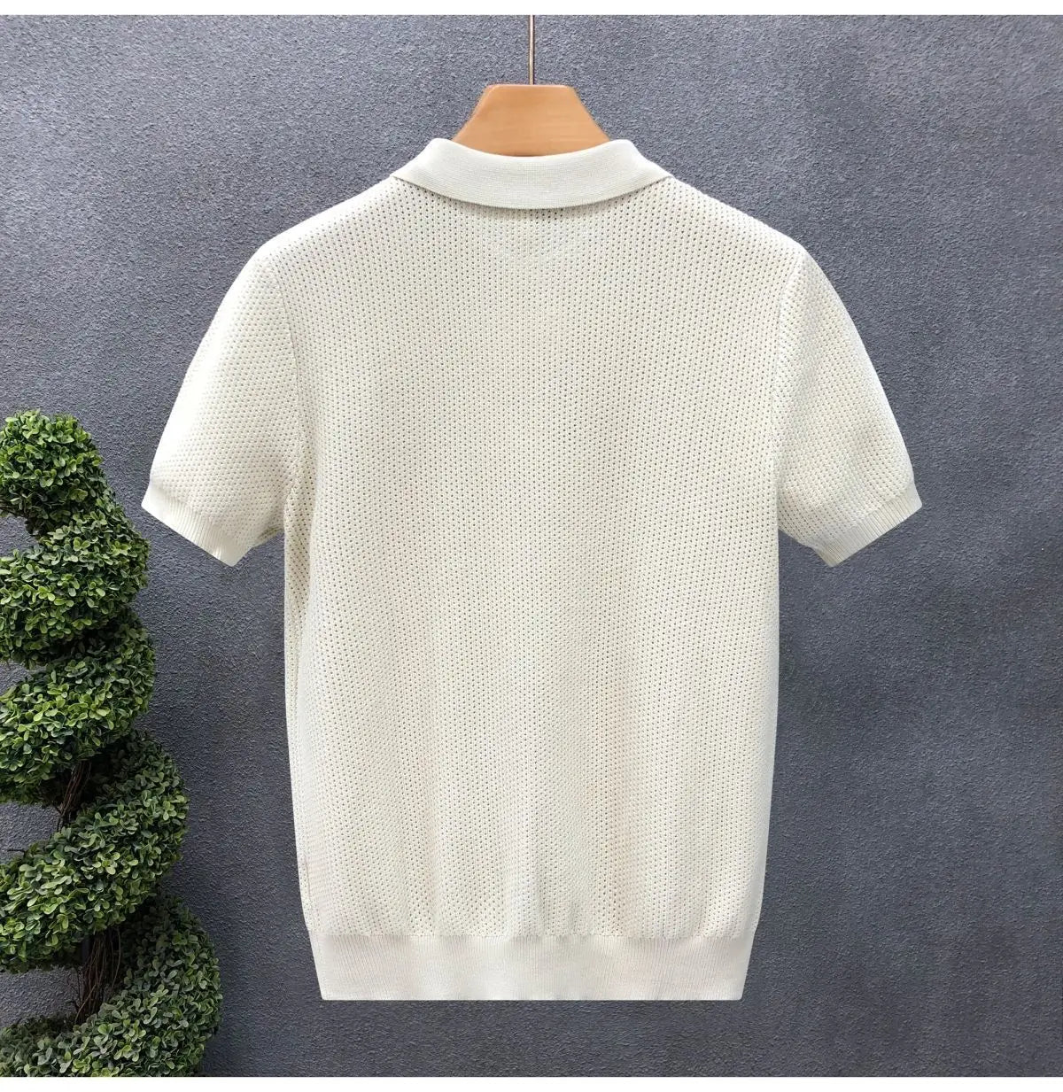 Turn Collar Knit Polo Shirt Short Sleeve Mens Sweater Top