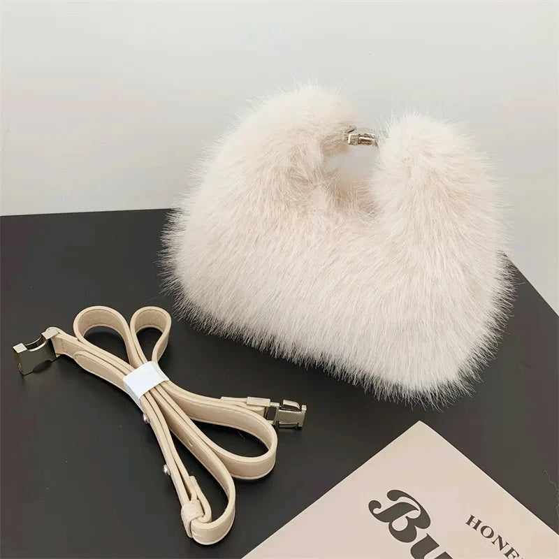 Ladies Shoulder Bags Soft Plush Female Evening Clutch Purse Handbags