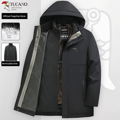 Woodpecker Men Fleece-lined Thickened Middle-Aged and Elderly Heattech Dad