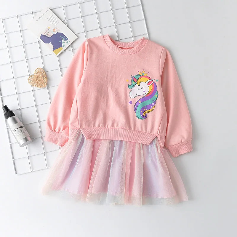 Unicorn Princess Dress Children's Spring & Autumn Season Dress