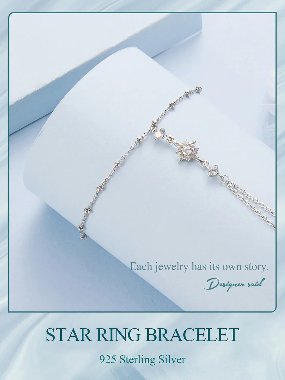 BISAER 925 Sterling Silver Finger Ring Bracelet Hand Chain Trendy Thin Dainty Stackable Chain Plated Gold for Women Fine Jewelry