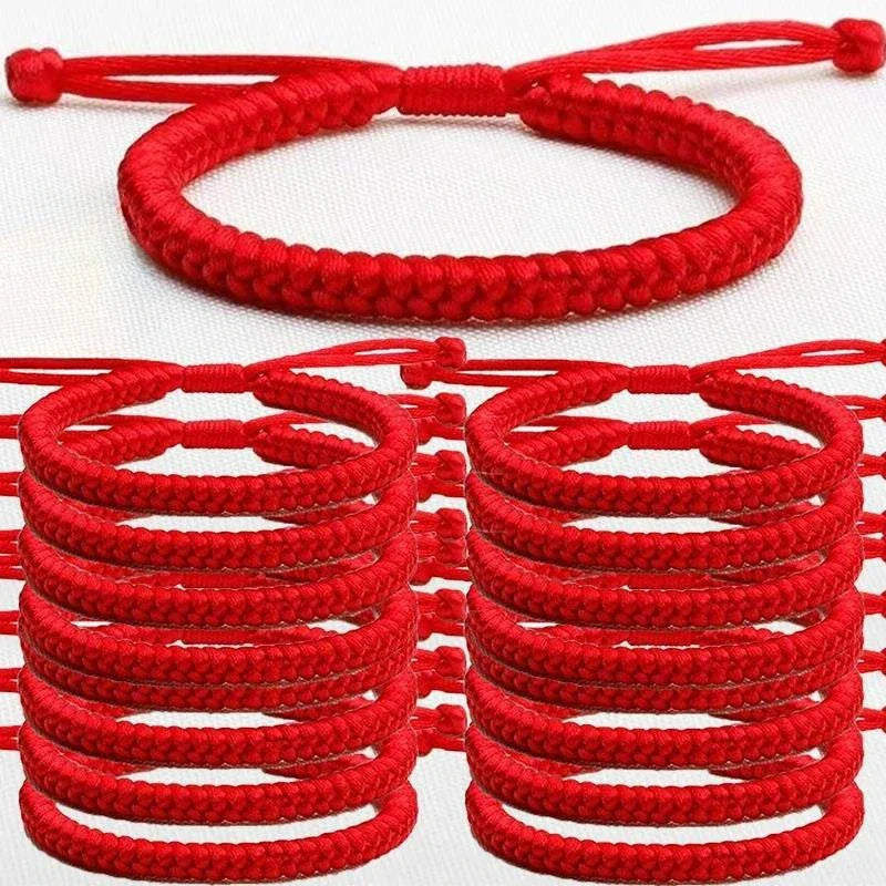 2/200Pcs 7 Knots Red String Couple Bracelet Women Men Lucky Amulet Handmade Rope Friendship Wristband Jewelry Gifts Accessory