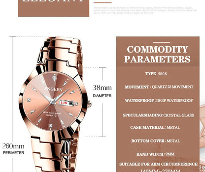 2024 FNGEEN 5808 Relogio Feminino Couple Watch Men Quartz watch for Lovers Luxury Womens wristwatch Stainless Steel Waterproof
