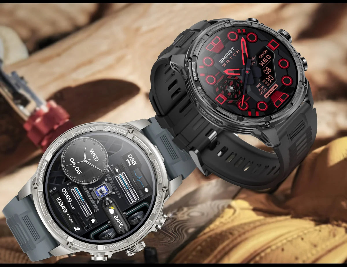 New T-Rex3 710mAh Large Battery Durable Adult Smart Watch 1.85-inch GPS trackr Compass 3ATM Waterproof BT Call Sports Smartwat
