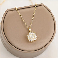 Retro Charm Sunflower Smart Necklace Women's Fashion Rotating Sunflower Small Fresh