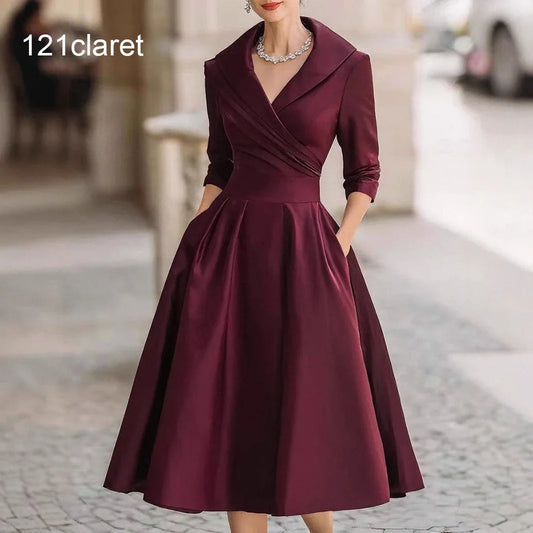 Women's Short-Sleeved Chiffon Evening Dress, Female Party Dress, Monochromatic, Bohemian, Long, Elegant, New, 2022