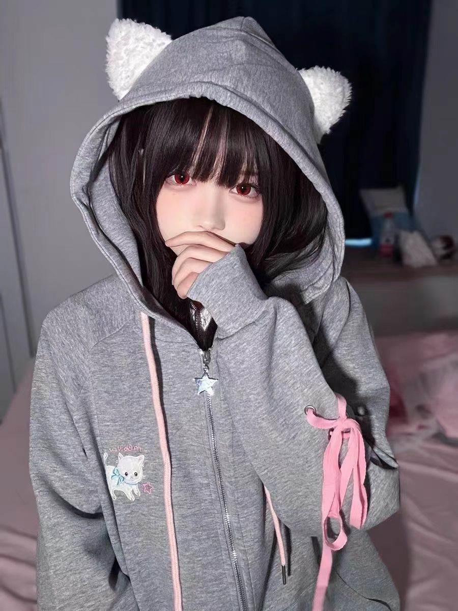 Kawaii Sweet Harajuku Hoodie Women Japanese Fashion Cute Cat