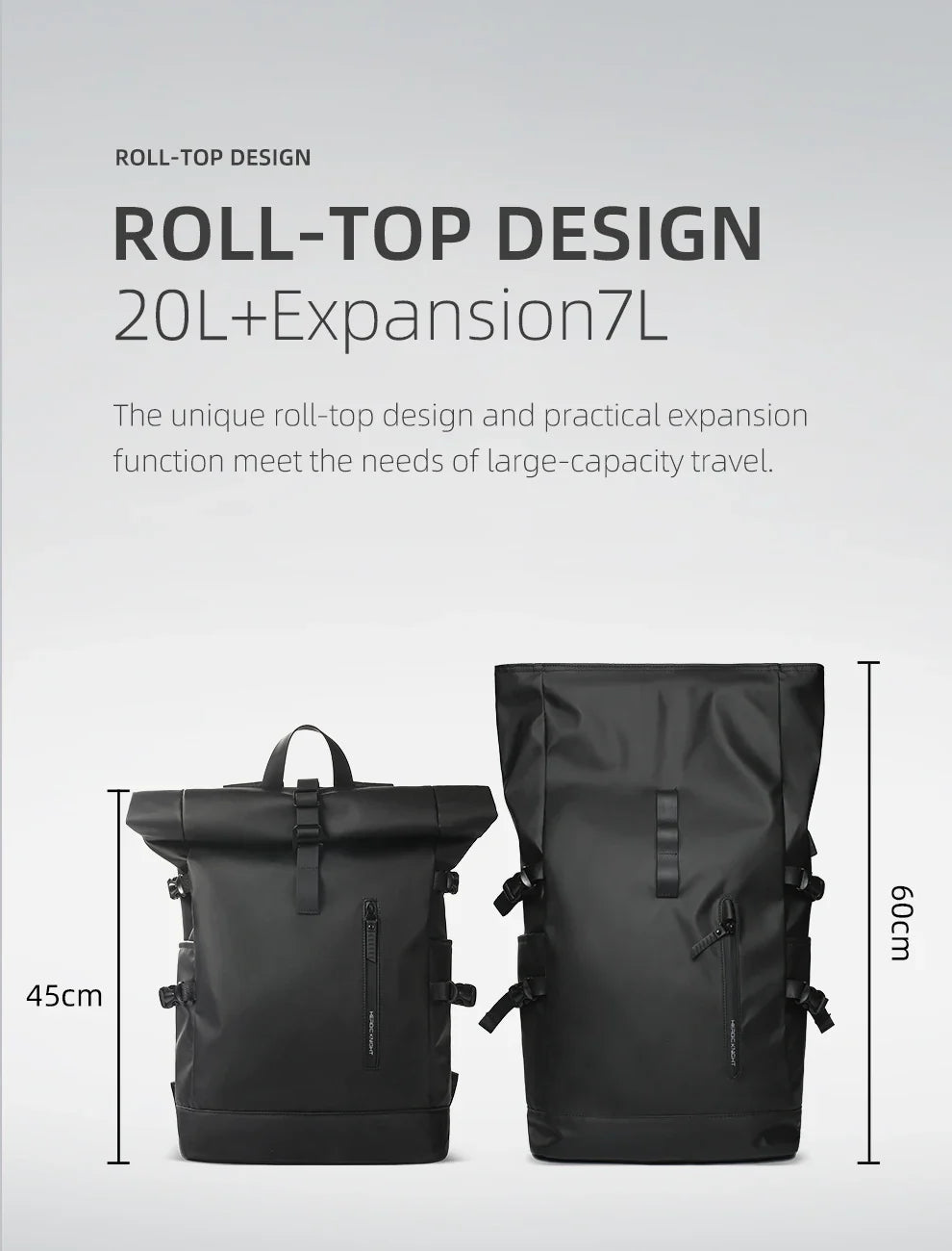 HK Expandable Travel Backpack Men Large Capacity Waterproof 15.6” Laptop Bag Hiking Rucksack Cycling Daypack Bag with USB Port
