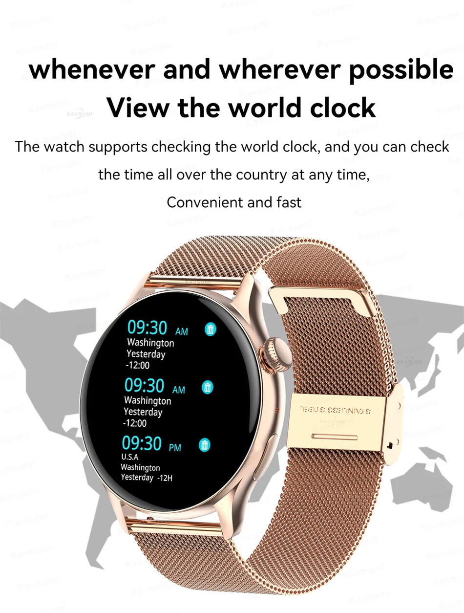 2026New Smart Watch Women Custom Dial NFC GPS trajectory clock Heart Rate bloodpressure BT Call Smartwatch For Android iOS mini