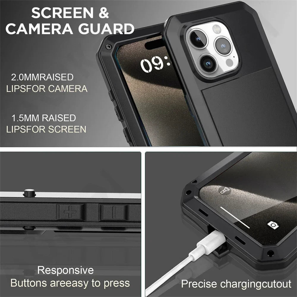 Case For iPhone 17 16 15 14 13 12 11 Pro Max XS XR 8 7 Plus SE Metal Heavy Duty 360 Full Body Shockproof Armour Protective Cover