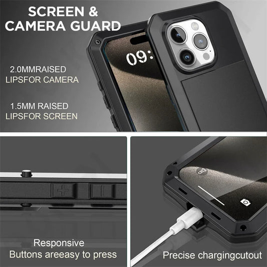 Case For iPhone 17 16 15 14 13 12 11 Pro Max XS XR 8 7 Plus SE Metal Heavy Duty 360 Full Body Shockproof Armour Protective Cover