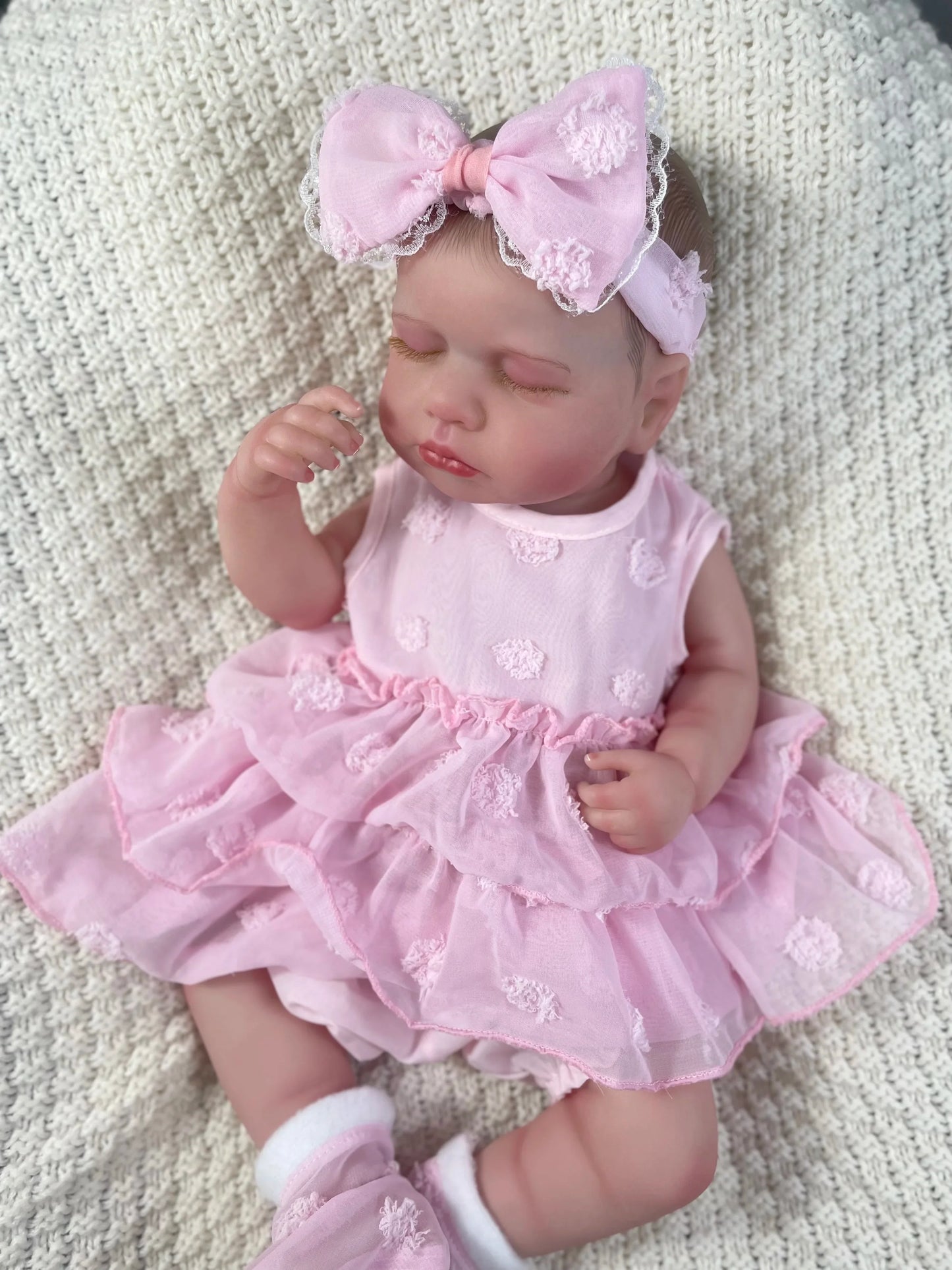 MRB 20 Inch Full Body Vinyl Reborn LouLou Girl Washable Reborn Baby Doll Adorable Reborn Toys Birthday Christmas Gift