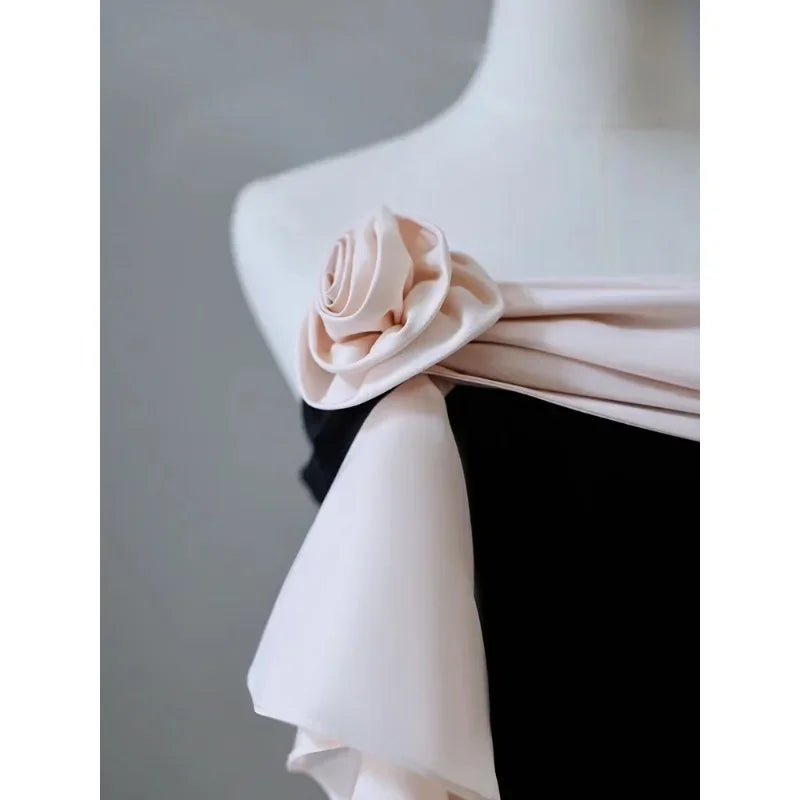 Homecoming Dresses: One Shoulder Slim Waist Simple Temperament Evening Dresses