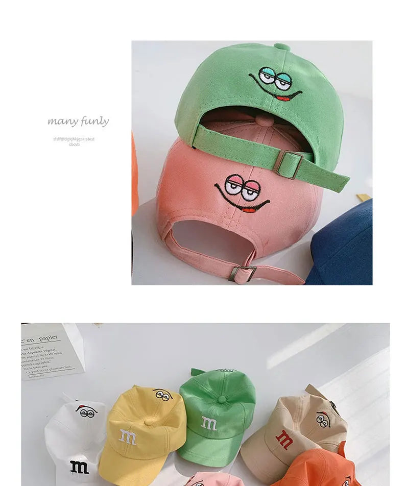 Kids Baseball Cap Children's Hat for Lovely Baby Cotton Breathable Kids Hats Girl Boy Caps M Letter Embroidered Hat for Boy