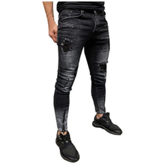 Mens Skinny Stretch Denim Pants Distressed Ripped Freyed Slim Fit Jeans Slim