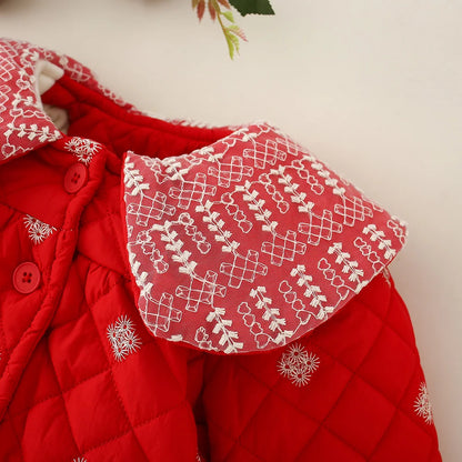 Winter Girls Sweet Cotton Clothes Children's Wear Snowflake Quilted