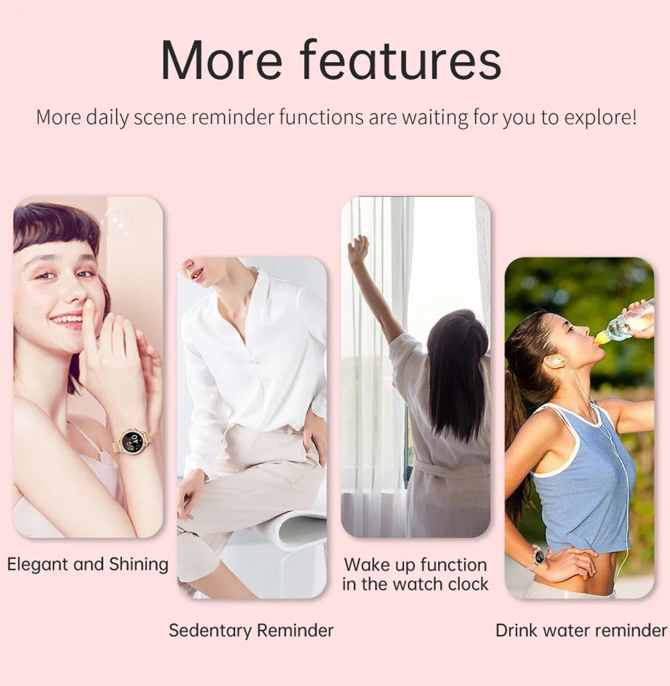 Women Smart Watch Double Strap Heart Rate Sleep Monitoring Wireless Call Voice Assistant Waterproof Smartwatch For Android IOS