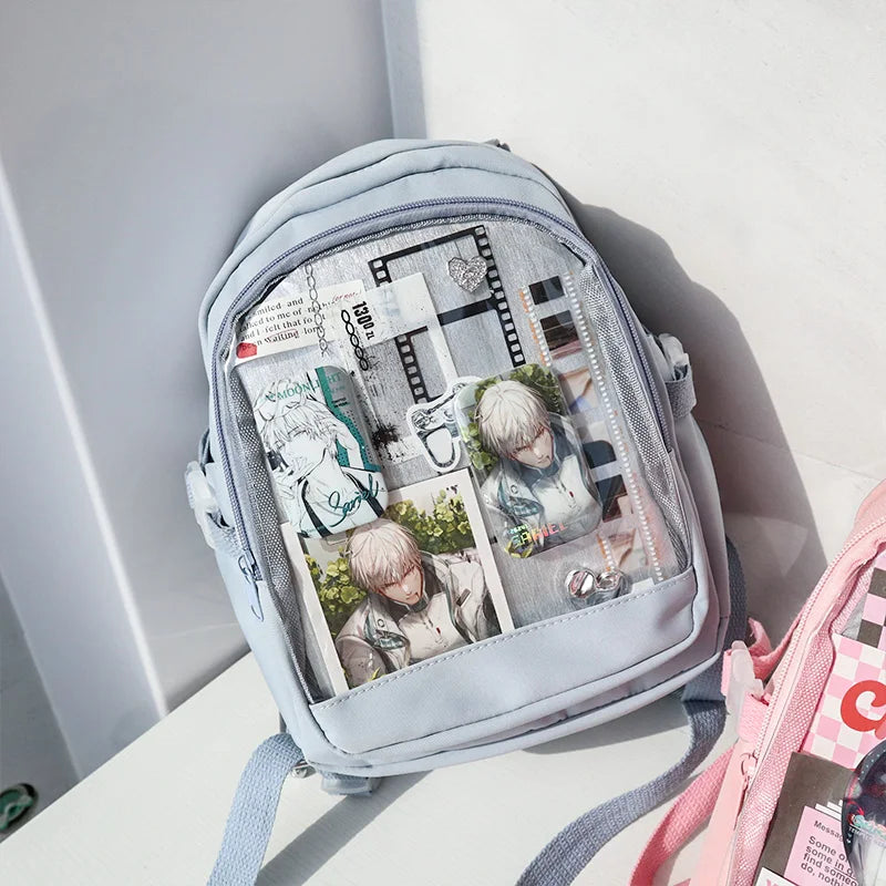 Y2K Cute Mini Backpack Women Kawaii Ita Bag Sweet Girl Transparent Rucksack DIY Personality Display Knapsack Lolita Shoulder Bag
