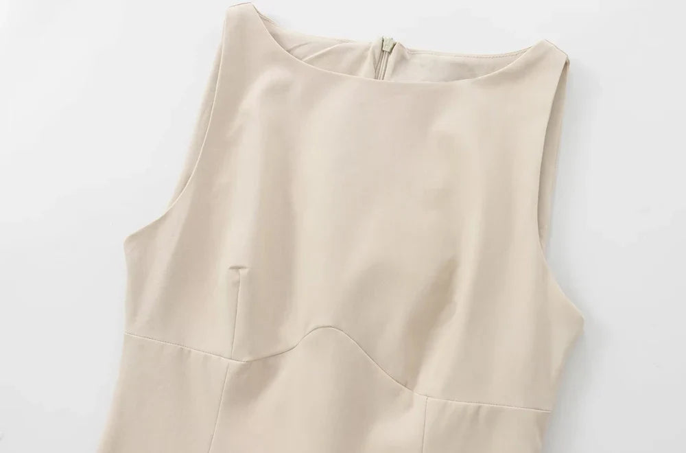 Women's Ruffled Mini Dress with Bows, O Neck, Sleeveless, Back Zipper, Female Dresses, Chic Fashion