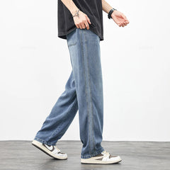 Clothing Spring Autumn Cosy Soft Lyocell Fabric Men's Jeans Loose Wide Leg Pants