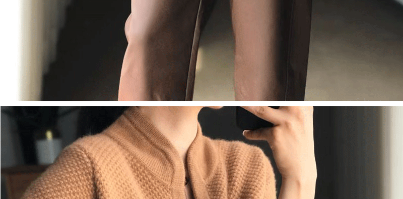 Autumn Winter Thickened 100% Cashmere Wool Cardigan Women Stand Neck