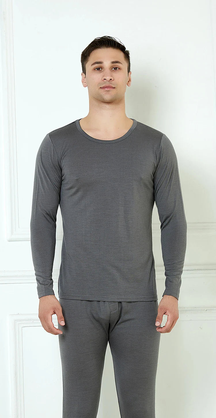 100% Merino Wool Base Layer Set Men 150G Winter Merino Wool Thermal Underwear Sets Lightweight Long Sleeve Top Bottom Pants